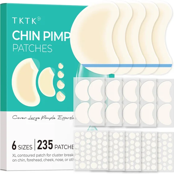 TKTK Hydrocolloid Chin Pimple Patches, Large Contoured