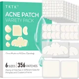 TKTK Hydrocolloid Pimple Patches Variety Pack, 6 Sizes and 4 Shapes
