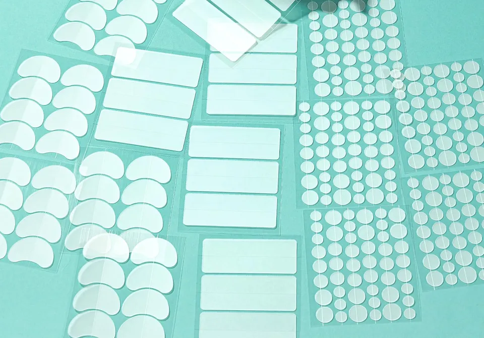 TKTK patch sheets laid out: dots, strips and contoured shapes